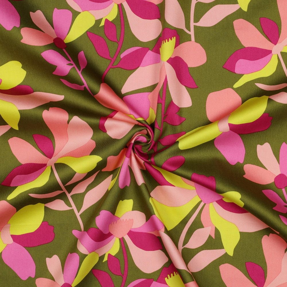 Nerida Hansen - Satin de Coton "Cloverdale" Kaki