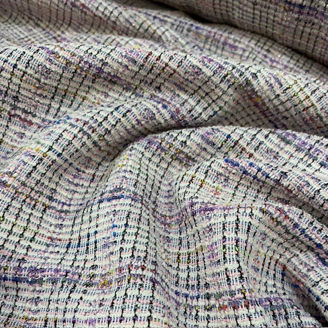 Sélection Coup de coudre - Tissu Jersey Maille Milano à Carreaux Lurex Rose