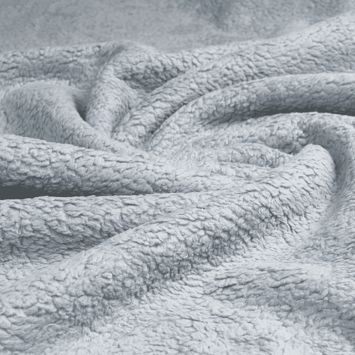 Sélection Coup de coudre - Tissu Sherpa "Peau de Mouton" en Coton Mélangé Uni Gris Clair
