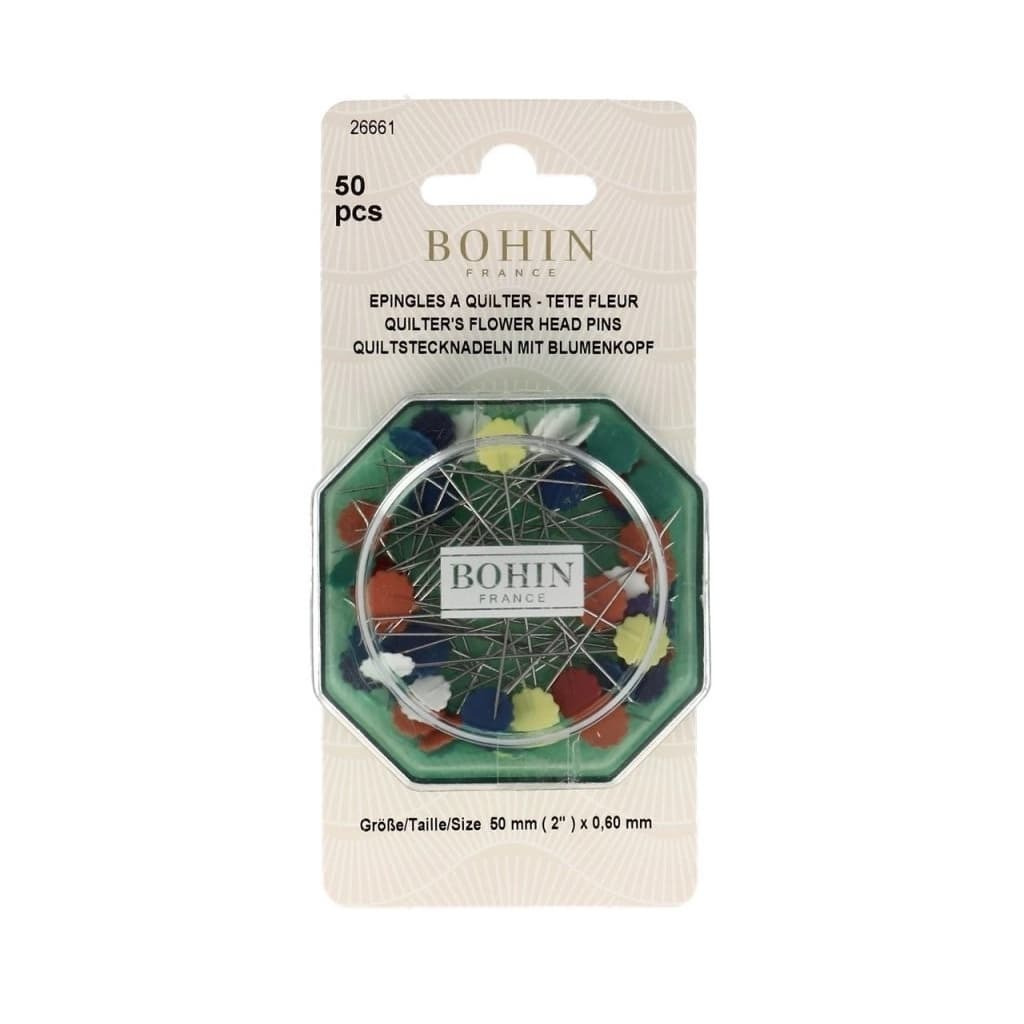 Bohin - Boîte de 50 Epingles à Tête Plastique "Fleur"