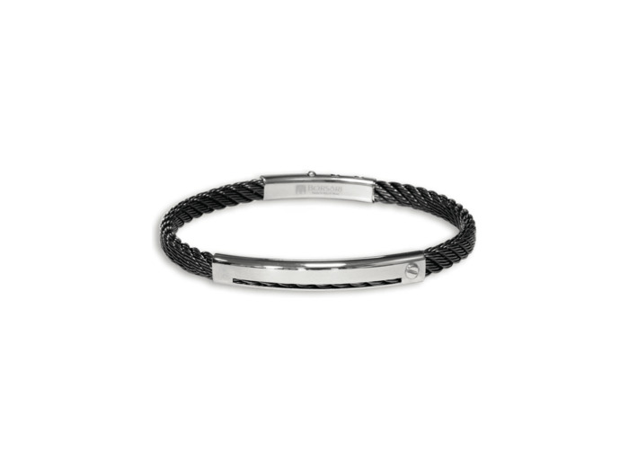 Bracelet Borsari Skema en acier noir et or rose