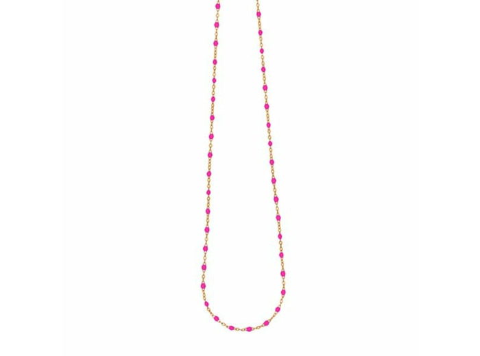 Collier Gigi Clozeau Classique en or rose et résine rose bonbon, 42cm
