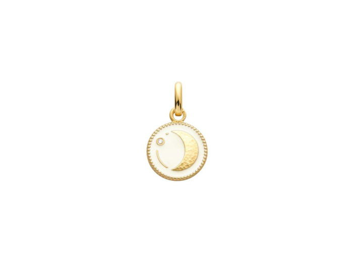Médaille Arthus Bertrand Ma Mini Médaille Lune 10mm en or jaune et diamant