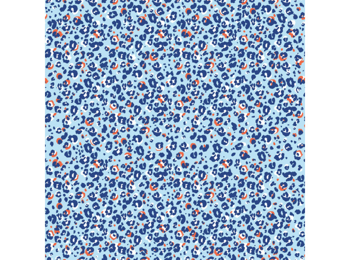 Sélection Coup de coudre - Popeline de Coton Léopard Bleu