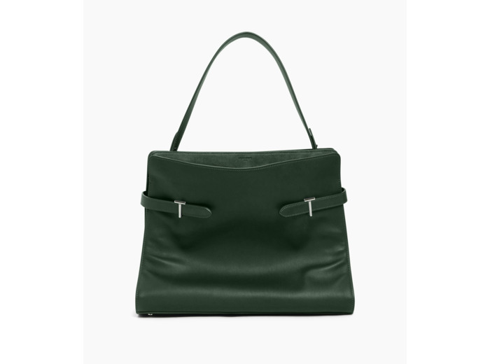 Sac porté épaule modèle maxi Emie en cuir lisse et refente de velours