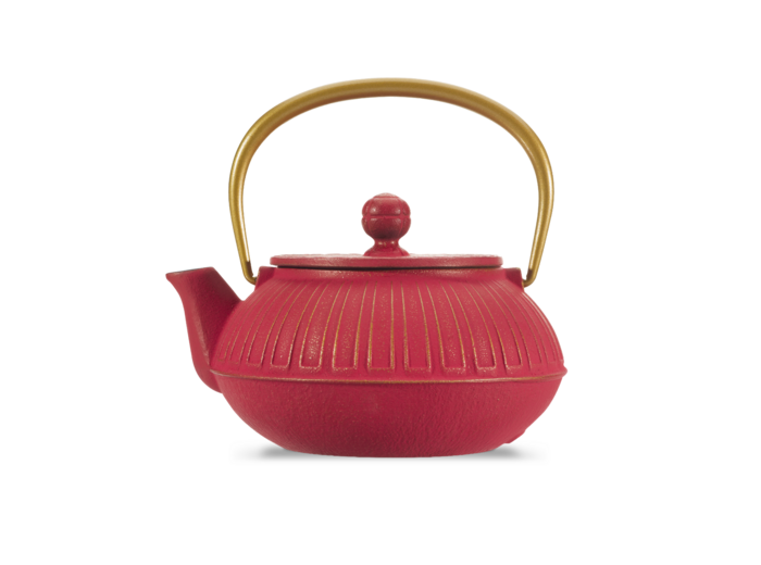 IWACHU Théière fonte 0,65L Kiku rouge dorée Anse dorée