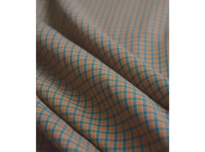Singulière par Cousette - Tissu Coton Fil à Fil "Moreen Checks" Caramel et Vert