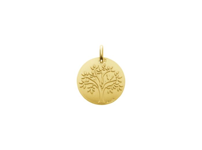 Médaille Augis Arbre de vie oiseau en or jaune, 18mm