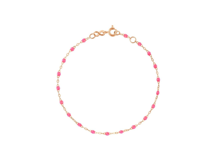 Bracelet Gigi Clozeau Classique en or rose et résine rose fluo, 17cm
