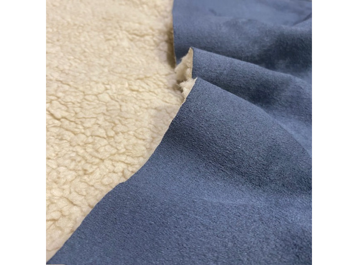 Sélection Coup de Coudre - Tissu Suédine Double Face Sherpa Bleu Denim