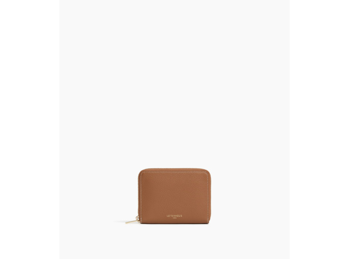 Porte monnaie zippé avec porte cartes amovible Albertine en cuir grainé