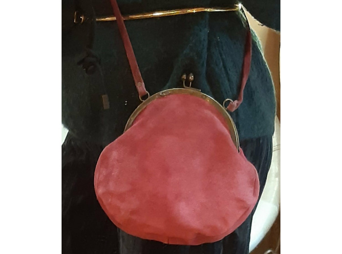 Sac vintage 24-185 daim rose framboise