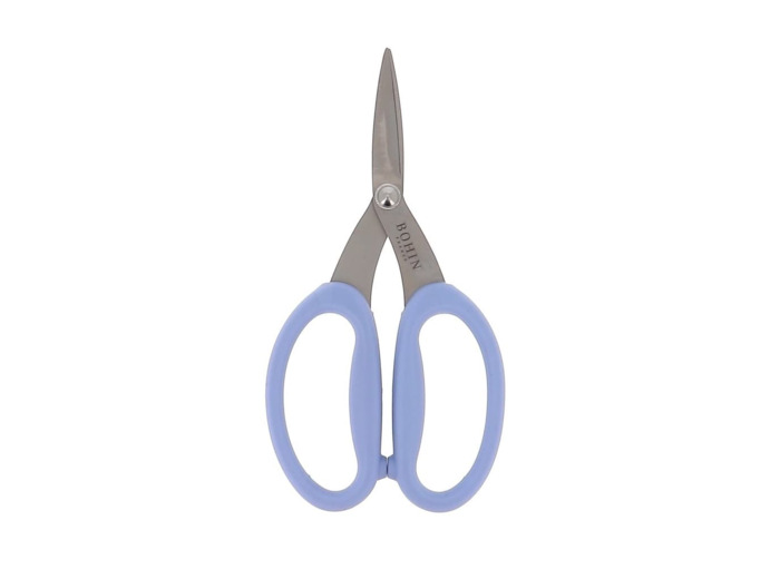 Bohin - Ciseaux de Précision Micro-dentés à Grands Anneaux Souples Bleu (17,5 cm)