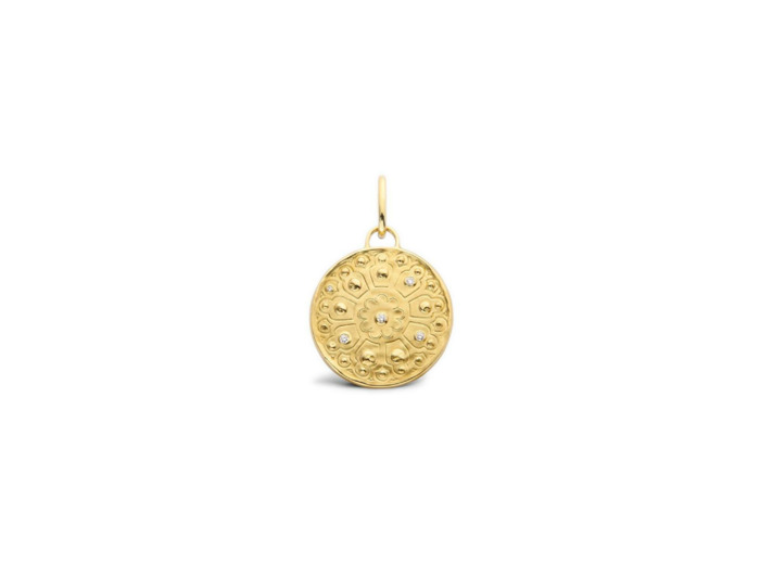 Médaille Arthus Bertrand Rosae  en  or jaune poli sablé et diamants, 23mm