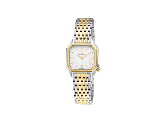 Montre March LA.B Lady Mansart Electrique - Metalic - Acier poli-brossé 9 maillons bicolore