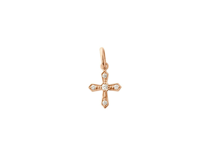Pendentif Gigi Clozeau Croix Vintage en or rose et diamants
