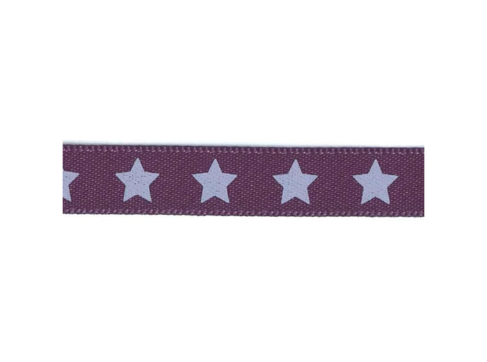 Frou-Frou Paris - Ruban Satin Soyeux Etoiles Violet Sage