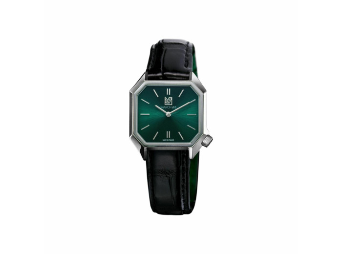 Montre March LA.B DANDY MANSART ELECTRIQUE 30 MM - FOREST - Alligator Noir Grandes Ecailles