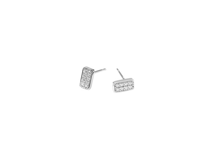 Puces d'oreilles Murat Les Pavés en argent rhodié et oxyde de zirconium