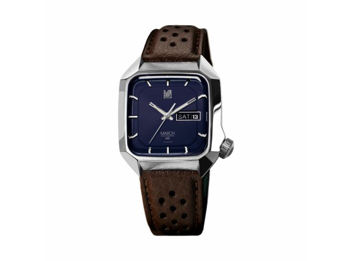 Montre March L.A.B AM2 Electric - Navy - buffle brown perforated