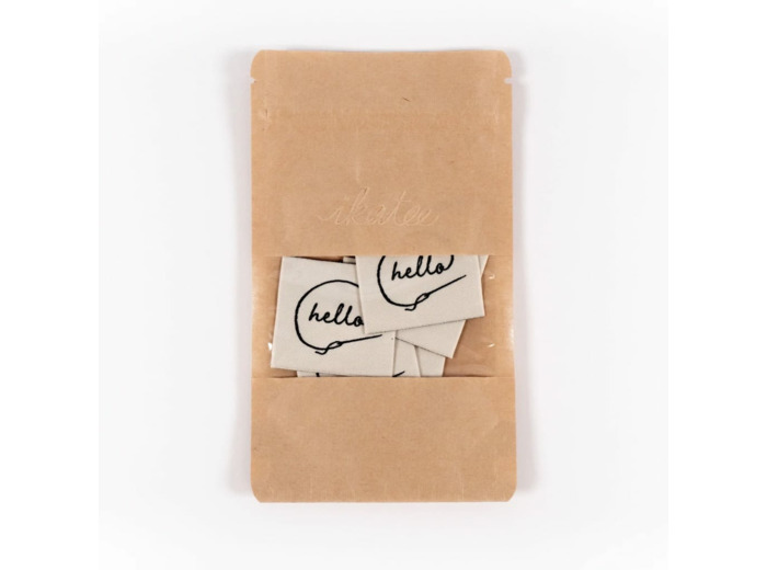 Ikatee – Lot 5 Étiquettes Tissées "Hello"