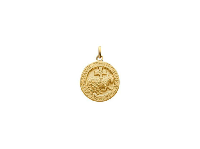 Médaille Arthus Bertrand Agneau de Cluny F. mince 18 mm or jaune sablé