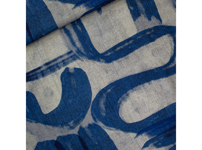 See You at Six - Tissu Mélange Lin et Viscose Imprimé “Drifting Course”