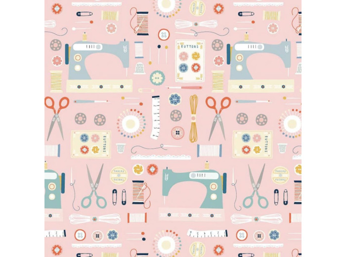 Dashwood Studio - Tissu Patchwork de Coton Imprimé Matériel de Couture sur le Fond Rose Claire