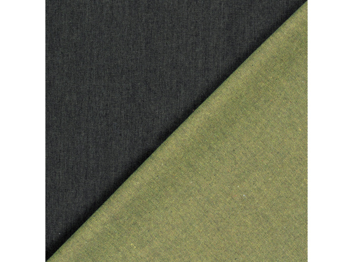 Sélection Coup de coudre - Tissu Jean Double Face Gris Anthracite et Jaune Pistache