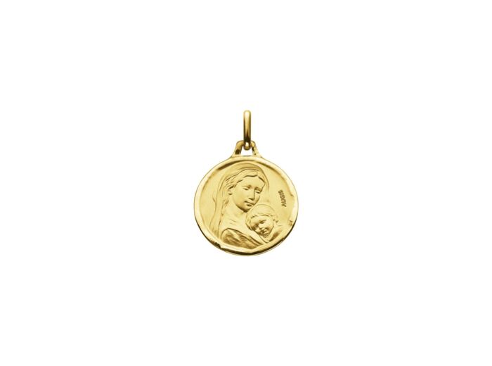 Médaille Augis Vierge à l'enfant en or jaune, 16mm