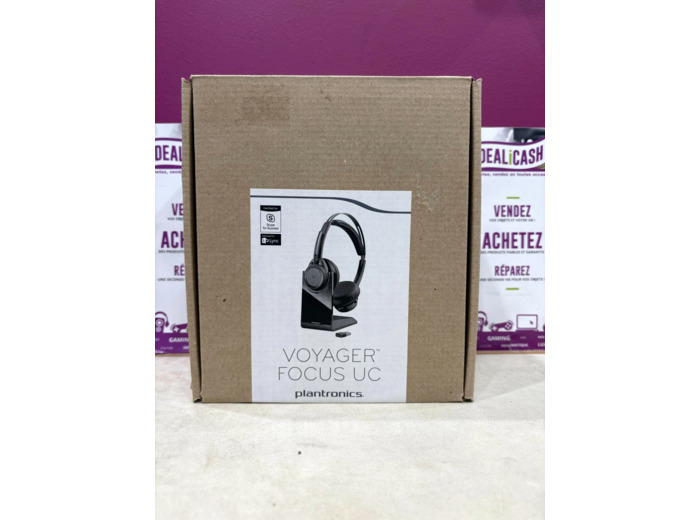 Plantronics Casque bluetooth Voyager Focus UC B825M stéréo Bluetooth avec Station de Charge et dongle USB A BT, capteurs intelligents, Bras de Microphone