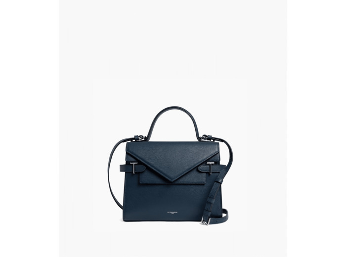 Sac à main double rabat moyen modèle Emilie en cuir grainé