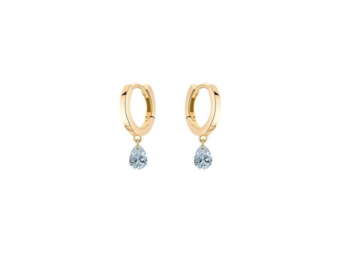 Boucles d'oreilles créoles La Brune & La Blonde 360° en or jaune et diamants poire de 0.40ct