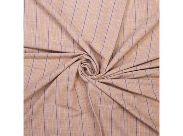 Sélection Coup de coudre - Tissu Jacquard de Coton à Motif Rayures Fines sur le Fond Beige