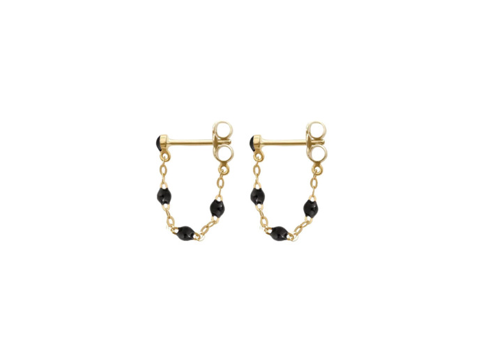 Boucles d'oreilles pendantes Gigi Clozeau Classique en or jaune et résine noir