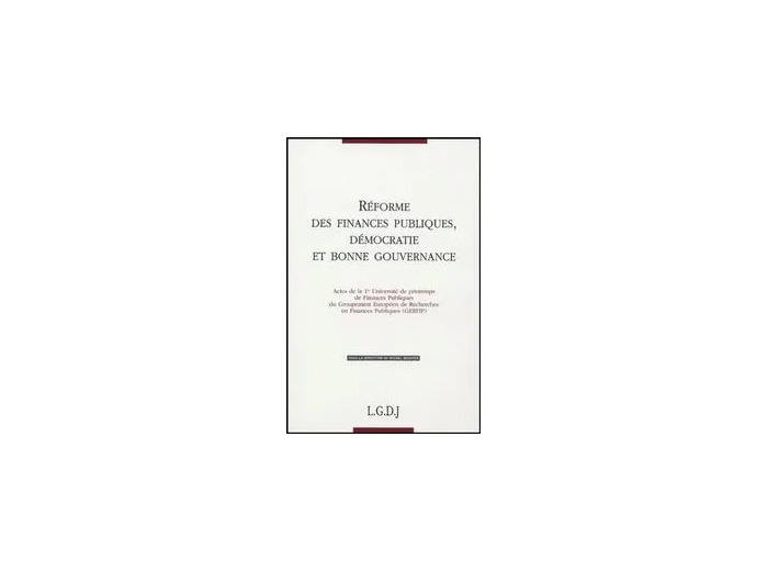 Livre Réformes des finances publiques, démocratie et bonne gouvernance