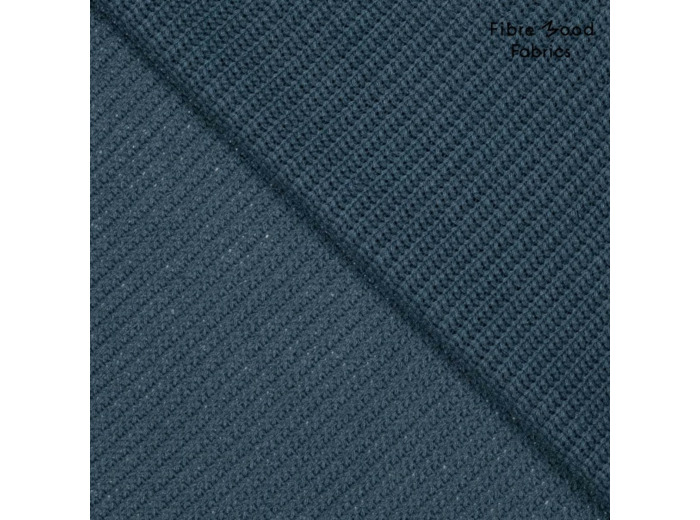 Fibre Mood - Tissu Maille de Coton Gros Côtes Uni Couleur Bleu Gris