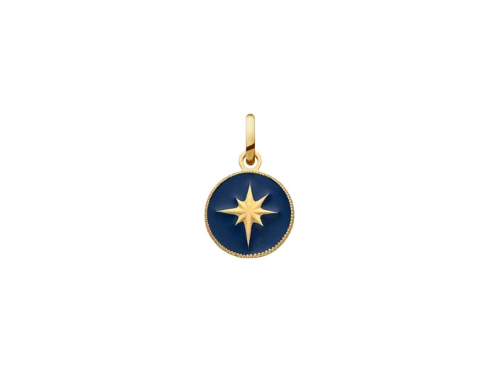 Medaille Arthus bertrand Etoile en laque bleu marine en or jaune