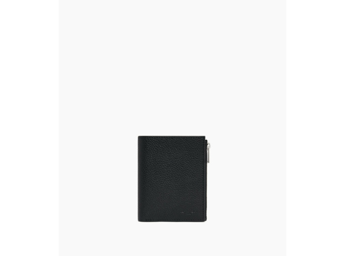 Portefeuille moyen modèle zippé Charles en cuir grainé