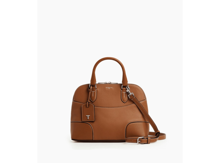 Sac à main moyen modèle Romy en cuir grainé et lisse