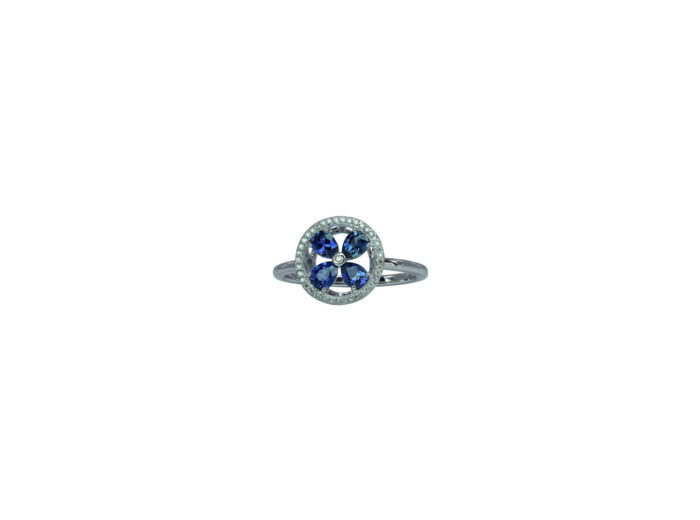 Bague Isabelle Langlois Jeton en or blanc, saphir et diamant
