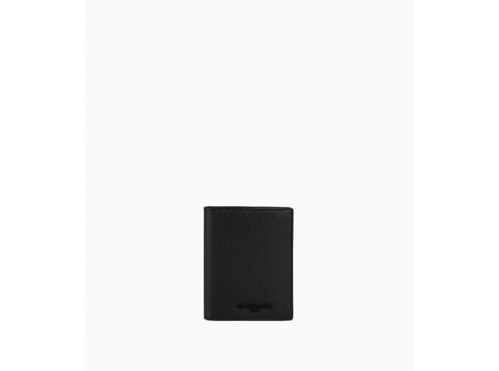 Portefeuille vertical zippé 2 volets Emile en cuir signature T