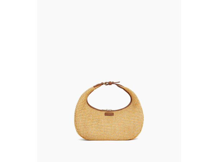 Petit sac hobo Juliette effet raphia et cuir lisse