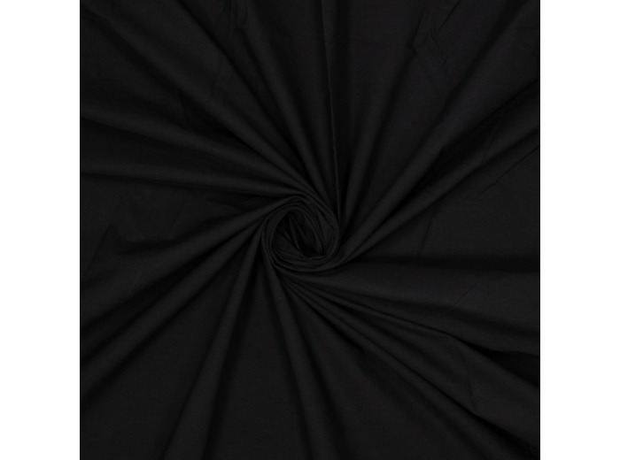 Fibre Mood - Tissu Popeline de Coton Lavé "Milena" Uni Couleur Noir