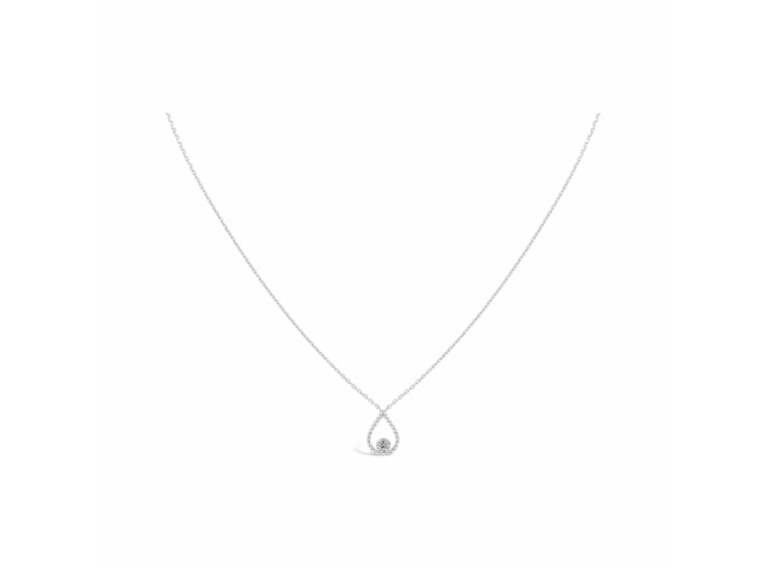 Collier Sarlane Palline Goutte en or blanc et diamant taille brillant de 0.07ct monté en Serti Riveté