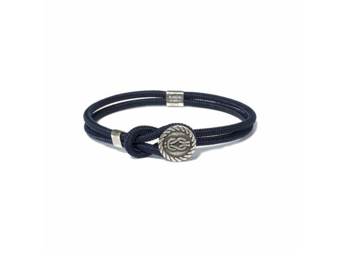 Bracelet Borsari Gioielli en argent et polyester bleu marine