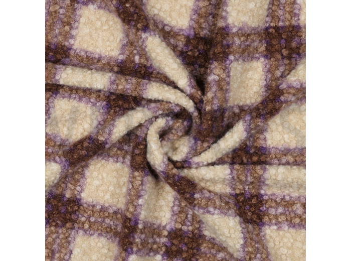 Sélection Coup de Coudre - Tissu Bouclé à Carreaux – Beige, Marron & Violet