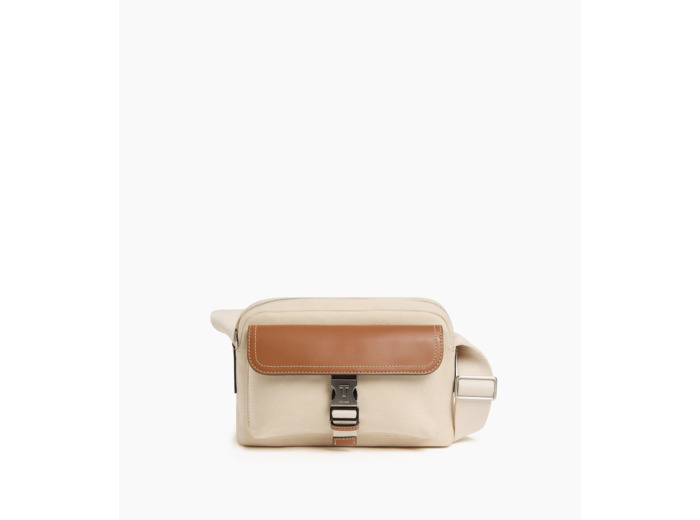 Petit sac bandoulière Maurice en toile coton et cuir lisse semi-végétal