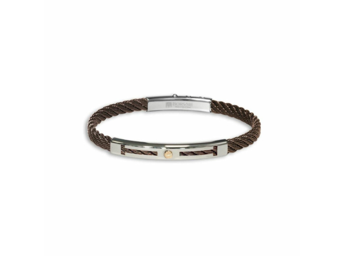 Bracelet Borsari Skema en acier marron et or rose