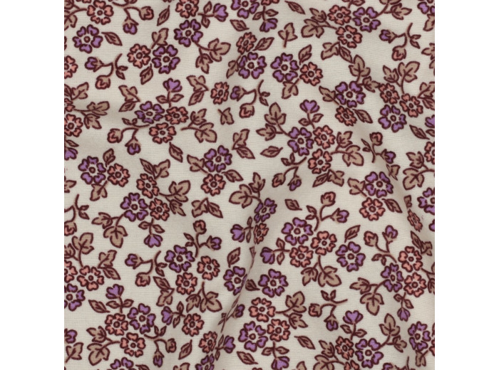 Poppy - Tissu Flanelle de Coton Fleurs Vintage Rose